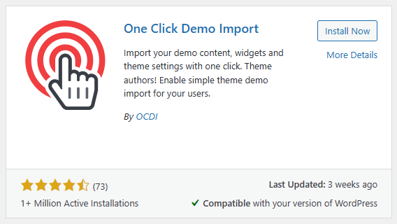 One Click Demo Import - Celestium